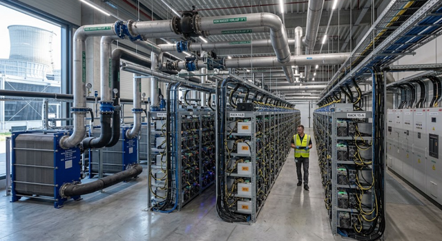 Bitcoin Mining Farm mit ASIC Minern im Betrieb - Intermine Solutions