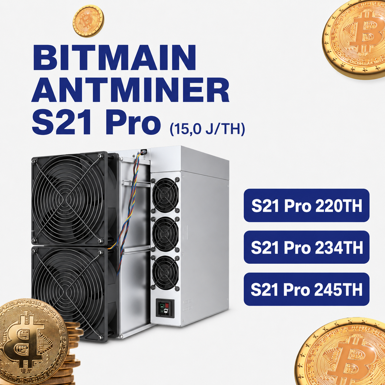 Bitmain Antminer S21 Pro Bitcoin ASIC Miner 220 234 245 TH - Intermine Solutions