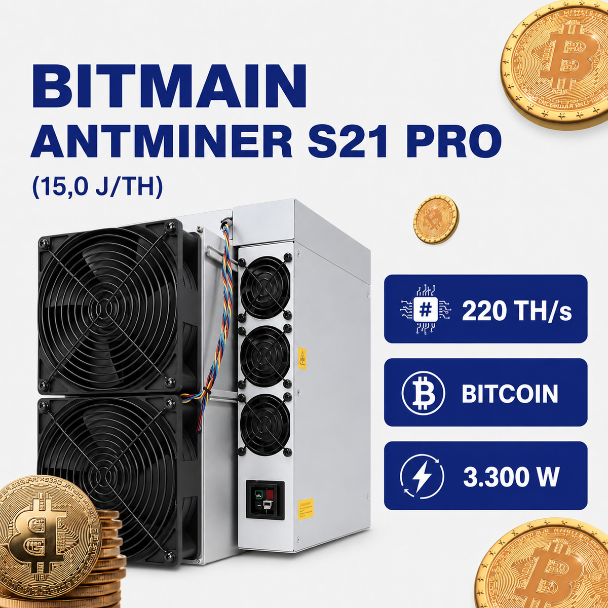 Bitmain Antminer S21 Pro Bitcoin Miner Seitenansicht - Intermine Solutions